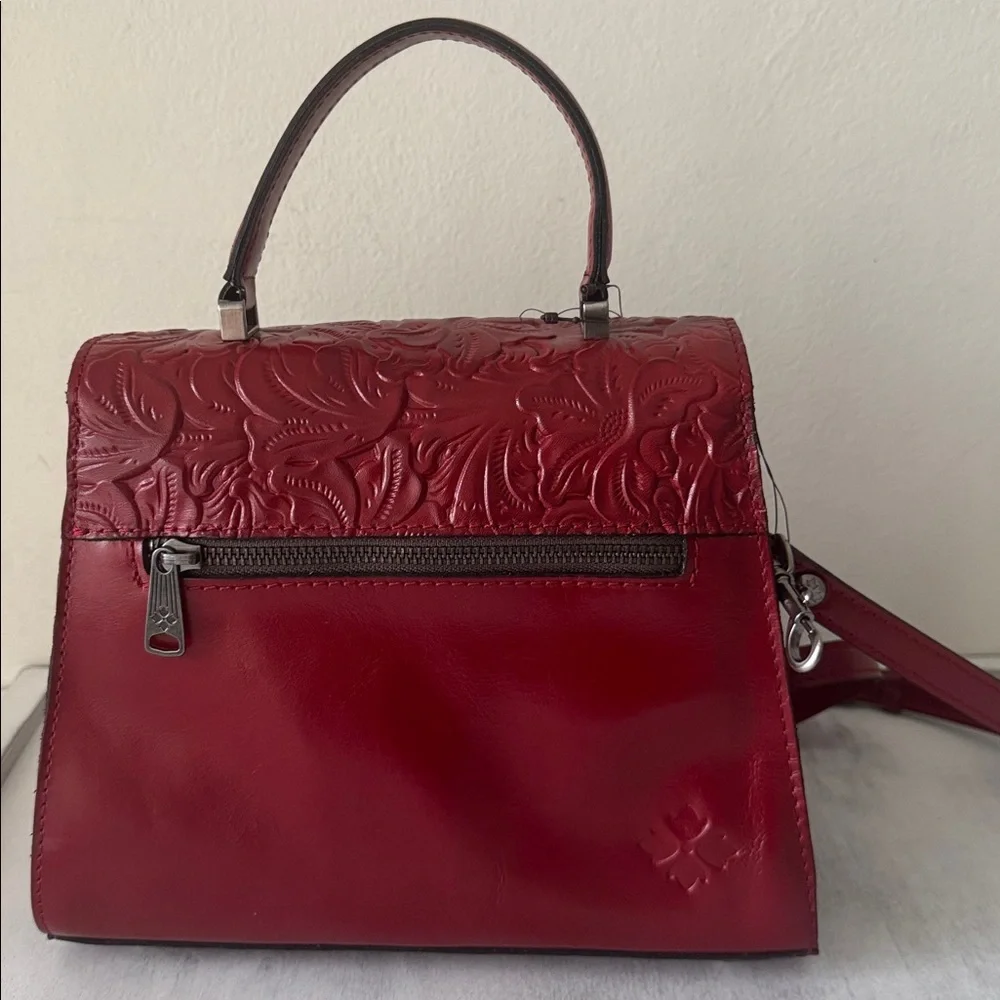 Patricia Nash Leather Tooled Crossbody Chauny Lava Red BRNTL Handbag Tote